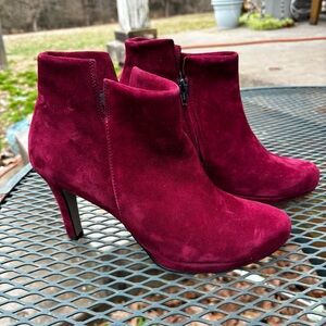 Women's Red Burgundy Suede Ankle Boots Dominique by Paul Green Limited!